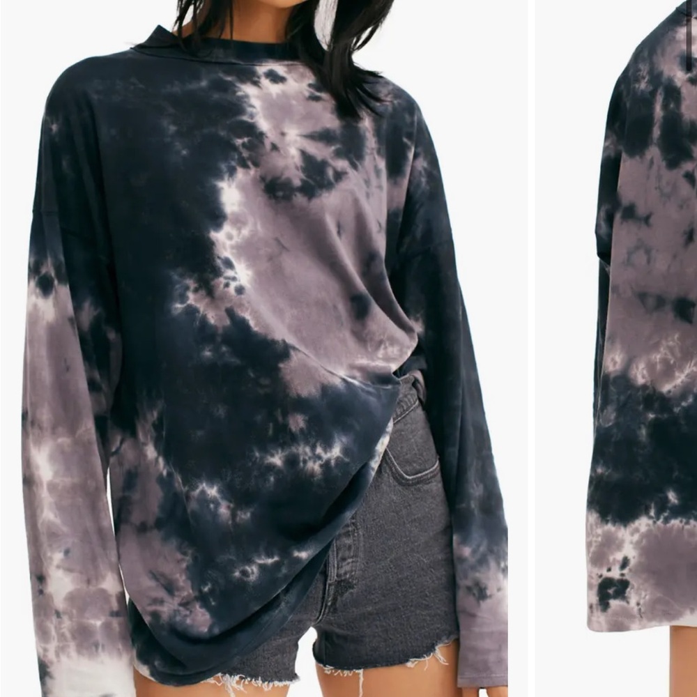 Free People Tie Dye Mock neck Top